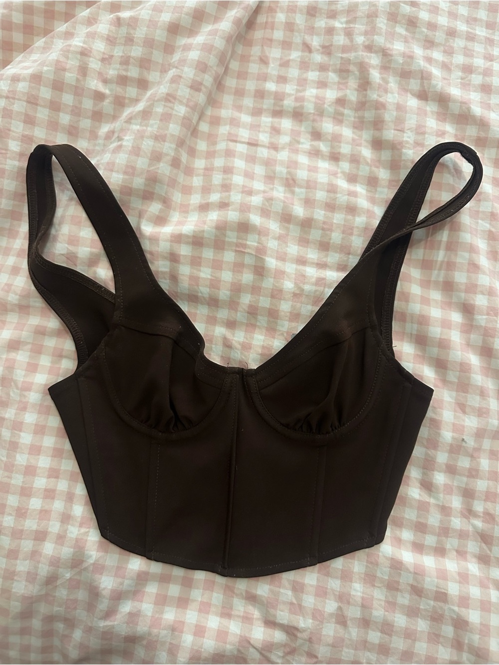 Brown cropped corset top